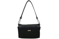 Pojemna torebka listonoszka ze skóry i zamszu - Czarna