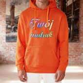 Bluza z kapturem pomarańczowy neon z Twoim nadrukiem - Kangaroo M