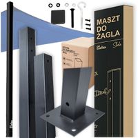 Grafitowy maszt stalowy na żagiel ogrodowy 240cm + stopa montażowa