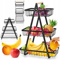 KOSZ NA OWOCE WARZYWA 3-PIĘTROWY 3x KOSZYK STOJAK ORGANIZER METALOWY