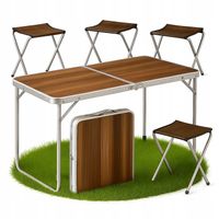 ZESTAW TURYSTYCZNY STOLIK SKŁADANY STÓŁ 4 KRZESŁA 5W1 KEMPINGOWY KRZESEŁKA