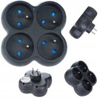 ROZGAŁĘŹNIK SIECIOWY ZŁODZIEJKA 4 GNIAZDKA 16A CZARNY