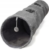 Tunel dla Kota z Piłką, Duży, Szary, 130cm, Średnica 30cm, Zabawka BOTC