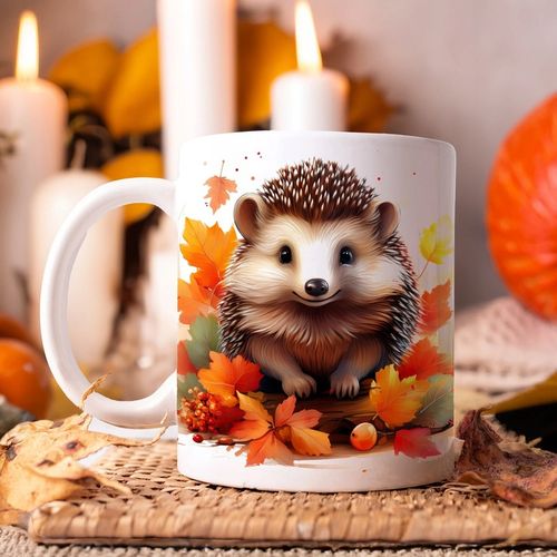 JESIENNY KUBEK 330ml NA HERBATĘ KAWĘ NA PREZENT JESIEŃ JEŻ na Arena.pl