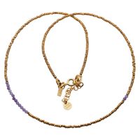 Naszyjik urodzeniowy luty - ametyst, złoty hematyt i srebro złocone