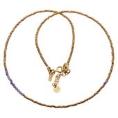 Naszyjik urodzeniowy luty - ametyst, złoty hematyt i srebro złocone