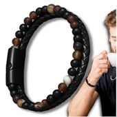 Męska bransoletka skórzana z naturalnymi kamieniami