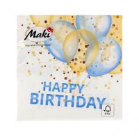 serwetki happy birthday balony niebiesko-złote 25x25 cm pol-mak