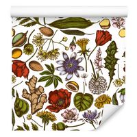 Tapeta kwiaty polne przyprawy zioła do jadalni