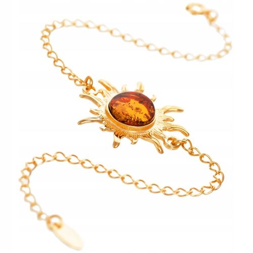 ZŁOTY WISIOREK słońce SREBRO z BURSZTYN łańcuszek na Arena.pl