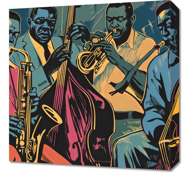 Obraz 50x50cm Jazzmani w Gazie zdjęcie 1
