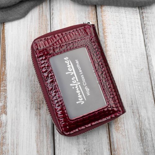 portfel damski skórzany mini burgundowy skóra naturalna lakierowana na Arena.pl