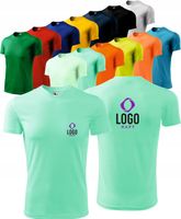 KOSZULKI KOSZULKA MĘSKA T-shirt Z NADRUKIEM HAFTEM LOGO