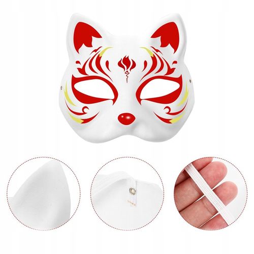 10× DIY PUSTE, RĘCZNIE MALOWANE MASKI MASKA KOT + 2× PĘDZLE + 12× FARBA na Arena.pl