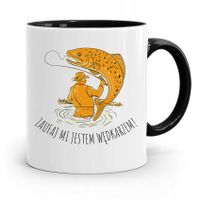 Kubek Czarny Dla Wędkarza Zaufaj Mi Jestem Prezent Z Nadrukiem Ze Zdjęciem