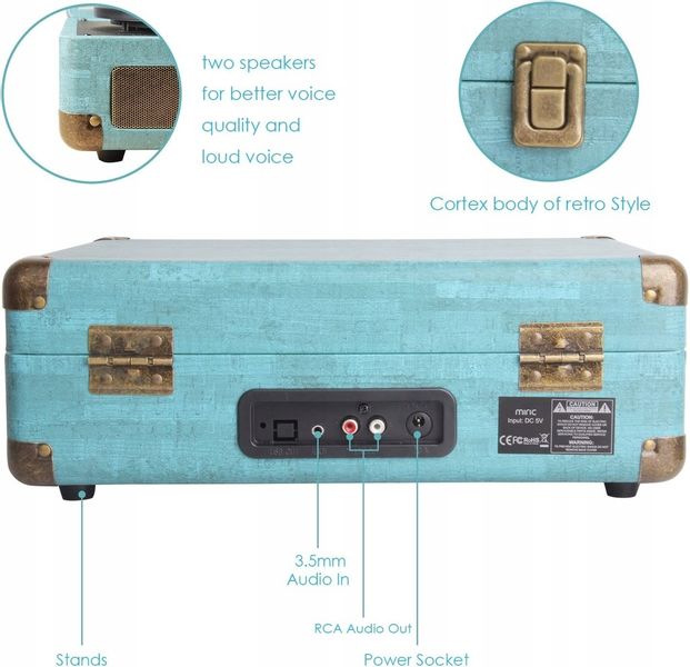 Gramofon Miric TT-4 Vintage Bluetooth RCA HIT! zdjęcie 5