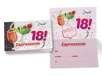 Zaproszenia na urodziny 18 (osiemnastka) drinki dla dziewczyny (ZZ-038) 5sz