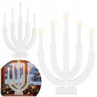 ŚWIECZNIK ADWENTOWY DREWNIANY ŚWIĄTECZNY 5LED ŚWIECZKI DEKORACJA ŚWIECZKI