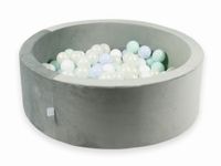 Suchy basen z piłeczkami 200 sztuk 90x30 Velvet szary (błękitne jasne perłowe, jasnomiętowe, opalizujące, białe)