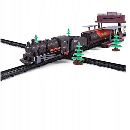 WIELKA KOLEJKA POCIĄG TORY 10 metrów LOKOMOTYWA LED 7 wagonów DRZEWKA PERON na Arena.pl