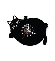 Zegar ścienny z płyty winylowej Kot 112.2