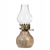 ŚWIECZNIK tealight DREWNIANY W KSZTAŁCIE LAMPY NAFTOWEJ imitacja wys. 22cm