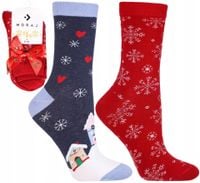 Skarpetki Świąteczne Bawełniane 2-PARY SKARPETY NA PREZENT MORAJ 38-41
