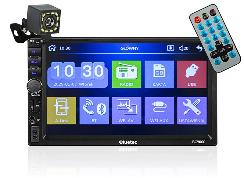 Radio BLUETEC BC9000 2DIN 7  + kamera cofania zdjęcie 1