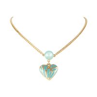 Naszyjnik z gniecionym, miętowym sercem, z kryształkiem (C25/JES/18AU)