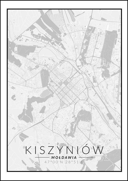 Kiszyniow mapa czarno biała - plakat 20x30 cm zdjęcie 1