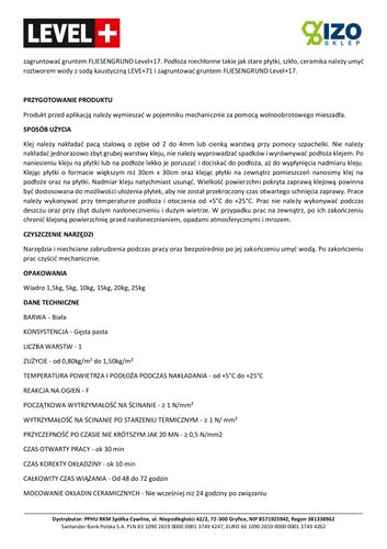 Gotowy Klej do Płytek 75kg Biały Flex Level+12 na Arena.pl