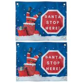 Zestaw Dwie Flagi Santa Stop Here Świąteczna Flaga 46cm x 61cm