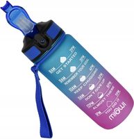 Butelka Bidon ze słomką na wodę motywacyjny 600 ml Niebiesko-różowy