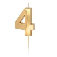 Świeczka na tort metaliczna złota cyfra 4