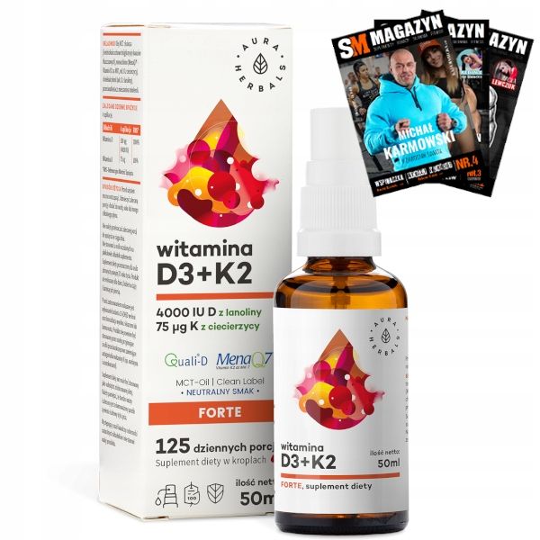 AURA HERBALS WITAMINA D3 4000 IU + K2MK7 MCT 50 ml zdjęcie 1