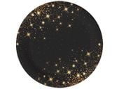 Talerzyki papierowe czarne Sparkling, 18 cm 6 szt.