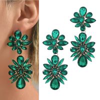 Długie wiszące złote kolczyki zielone szmaragd cyrkonie kryształki damskie