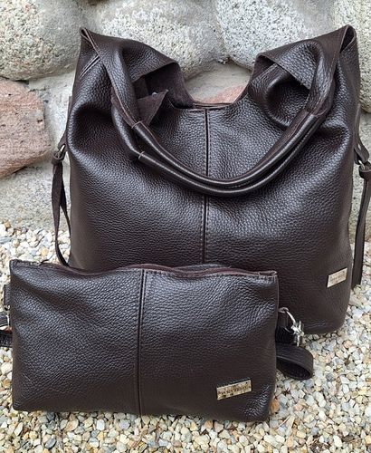 Skórzana Torebka Shopper Skóra Naturalna Włoska Vera Model 2w1 PREMIUM na Arena.pl