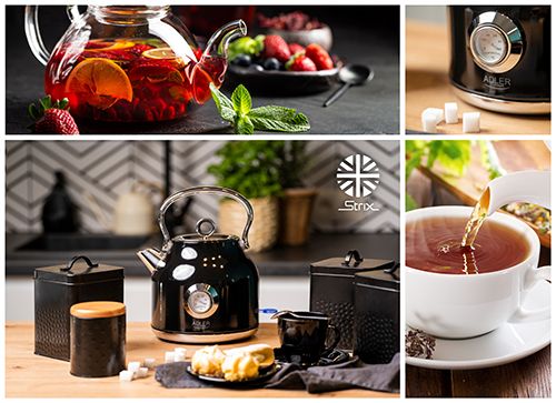 AD 1346 black Czajnik metalowy z termometrem 1,7L STRIX na Arena.pl