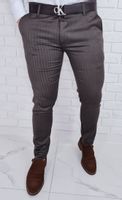 Eleganckie spodnie męskie w jodełke brązowe 77 - 34