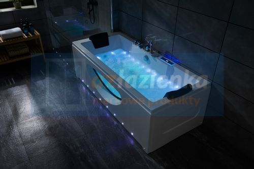 PROSTOKĄTNA WANNA Z HYDROMASAŻEM 180x80 SZYBA NEW! GRZAŁKA na Arena.pl