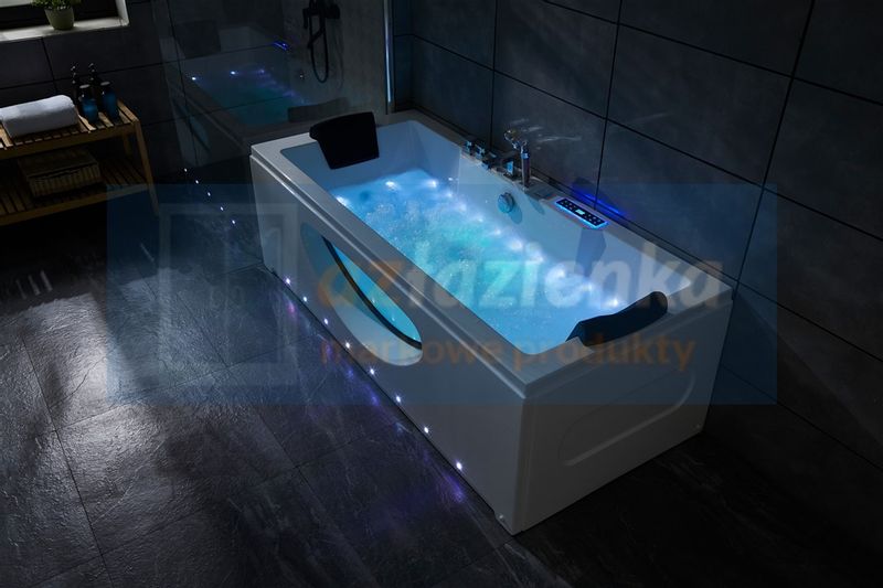 PROSTOKĄTNA WANNA Z HYDROMASAŻEM 180x80 SZYBA NEW! GRZAŁKA zdjęcie 10