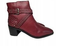 Botki Damskie Lazamani Skórzane Bordo r. 38