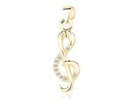 DELIKATNY POZŁACANY SRBRNY WISIOREK KLUCZ WIOLINOWY NUTKA BIAŁE CYRKONIE