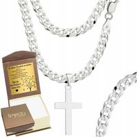 Łańcuszek Męski Srebrny Pancerka 5,00 mm z Krzyżykiem pr 925 Grawer