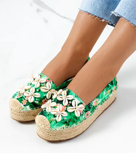 Zielone espadryle na platformie Paffen 36 na Arena.pl