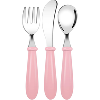 Zestaw Sztućców dla Dzieci Stal Nierdzewna Różowe Bezpieczne 3 Elementy