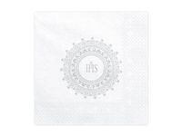 Serwetki papierowe IHS srebrny Komunia Święta Chrzest, 20 szt.