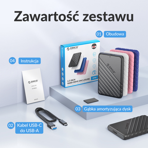 Orico Obudowa dysku 2,5'' USB-C 3.1 6Gbps czarna na Arena.pl