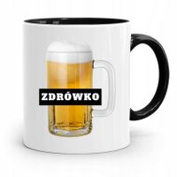 Kubek Czarny Dla Przyjaciela Zdrówko Prezent Z Nadrukiem Ze Zdjęciem